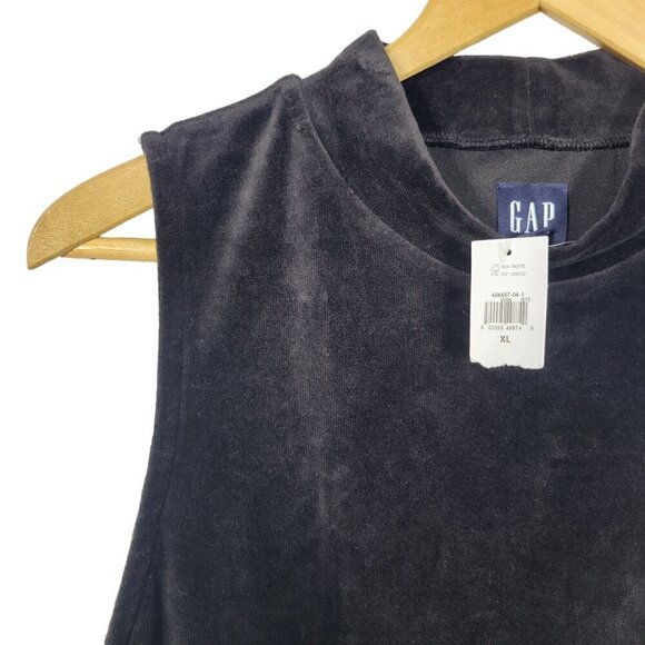 NWT GAP Women's Velvet Velour Stretch Mock Neck Bodysuit Color Black Size XL - Picture 3 of 13